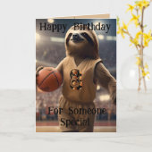 Lazy Layups: A Sloth's Game Verjaardag Kaart (Gele Bloem)