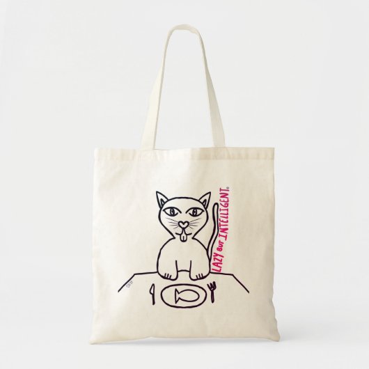 LAZY MAAR INTELLIGENTE KAT KAT CANVAS TAS (Voorkant)