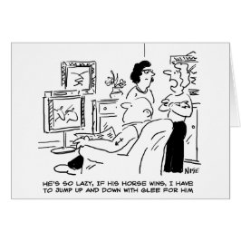 Lazy Man kijkt naar paardenraces op televisie