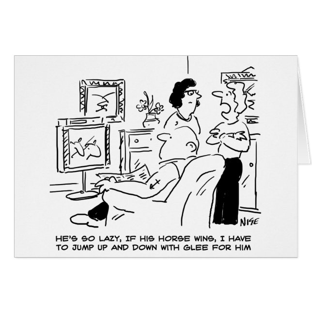 Lazy Man kijkt naar paardenraces op televisie (Voorkant Horizontaal)