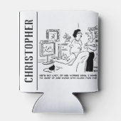 Lazy Man kijkt naar paardenraces op televisie Blikjeskoeler (Achterkant)