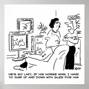 Lazy Man kijkt naar paardenraces op televisie Poster