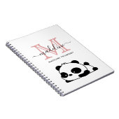 Lazy Panda Blush Pink Monogram Script Notitieboek (Rechterzijde)