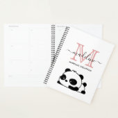 Lazy Panda Blush Pink White Monogram Script Planner (Display)