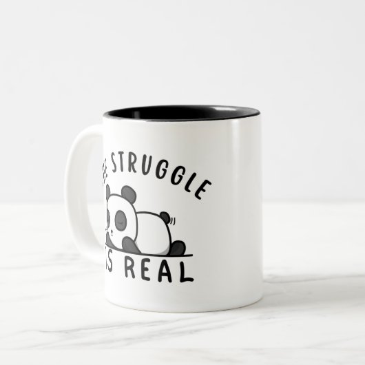 Lazy Panda de strijd is echt Tweekleurige Koffiemok (Voorkant links)