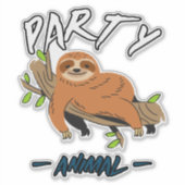 Lazy party animal sloth sticker (Voorkant)