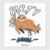 Lazy party animal sloth sticker (Vel)