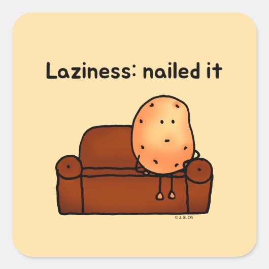 Lazy Potato Cartoon Sticker Design (Voorkant)