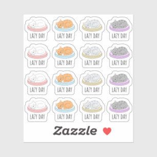 Lazy Relaxation Chillout Dag Slaapkatten Gezellig Sticker