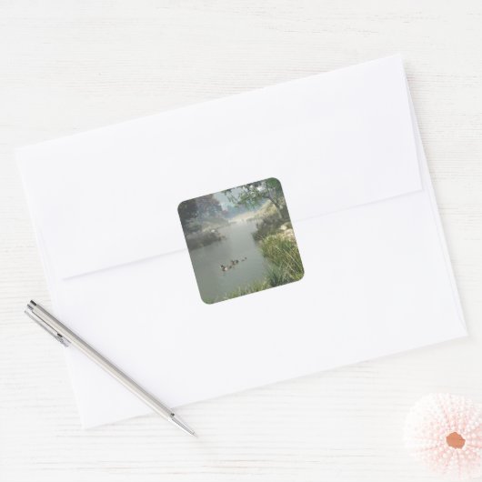 Lazy River Vierkante Sticker (Envelop)