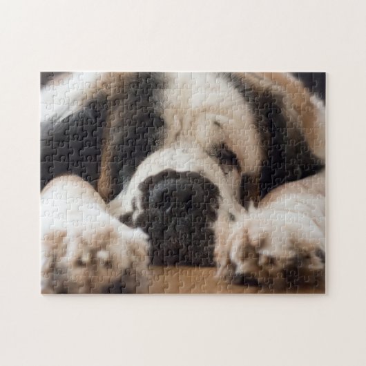 Lazy Saint Bernard dog Legpuzzel (Horizontaal)