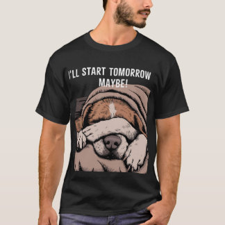 Lazy & Schattig Sleeping Dog Design T-shirt