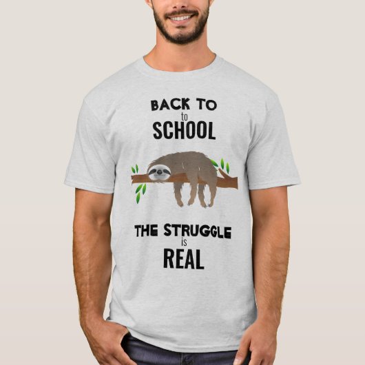 Lazy Sleeping Sloth Terug naar school T-shirt (Voorkant)