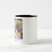 Lazy Sleepy Ginger Cat Tweekleurige Koffiemok (Center)