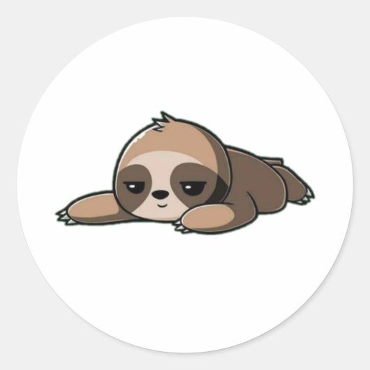 Lazy sloth beer illustratie ronde sticker (Voorkant)
