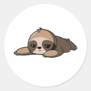 Lazy sloth beer illustratie ronde sticker