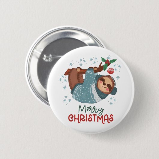 Lazy Sloth Christmas Button (Voorkant /achterkant)