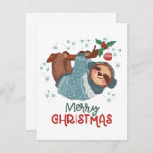 Lazy Sloth Christmas Kaart (Voorkant / Achterkant)