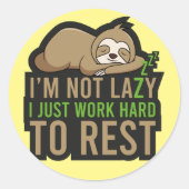 Lazy Sloth Classic Round Sticker (Voorkant)