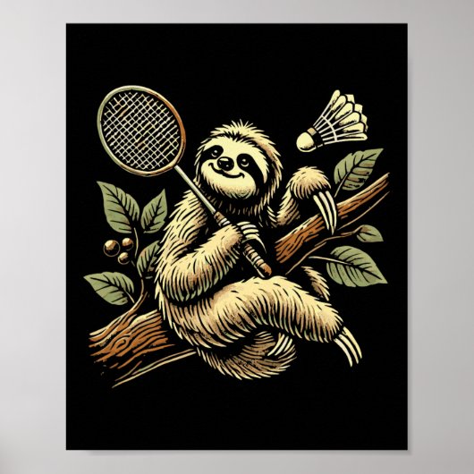 Lazy Sloth Dminton Player Shuttle 1 Poster (Voorkant)