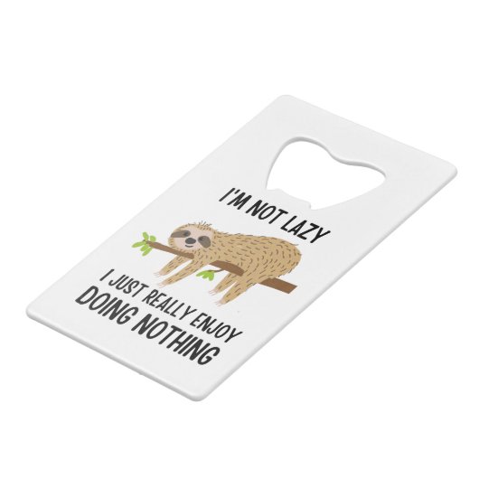 Lazy Sloth Doing Niets Creditkaart Flessenopener (Voorkant Gekanteld)