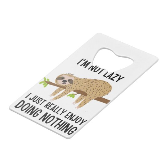 Lazy Sloth Doing Niets Creditkaart Flessenopener (Achterkant Gekanteld)