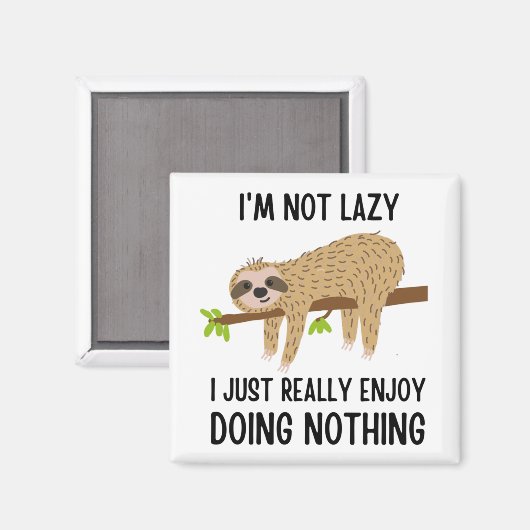 Lazy Sloth Doing Niets Magneet (Voorkant / Achterkant)