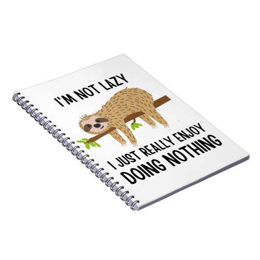 Lazy Sloth Doing Niets Notitieboek (Rechterzijde)