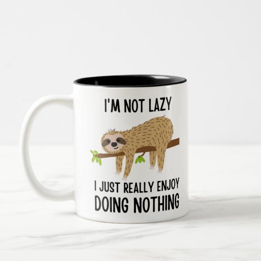 Lazy Sloth Doing Niets Tweekleurige Koffiemok (Links)