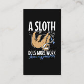 Lazy Sloth Funny Pancreas T1D Diabetes Visitekaartje (Voorkant)