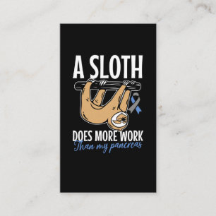 Lazy Sloth Funny Pancreas T1D Diabetes Visitekaartje