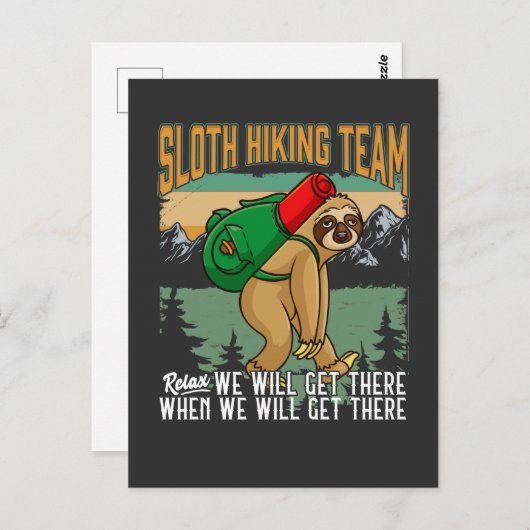 Lazy Sloth Hiking Relax Mountains Camper Humor Briefkaart (Voorkant / Achterkant)