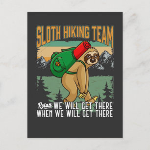 Lazy Sloth Hiking Relax Mountains Camper Humor Briefkaart