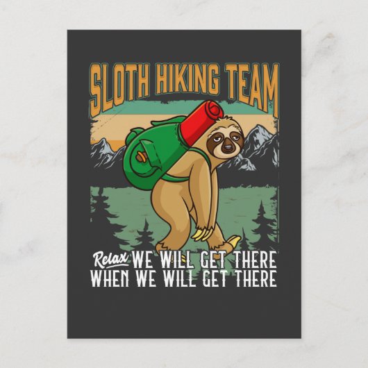 Lazy Sloth Hiking Relax Mountains Camper Humor Briefkaart (Voorkant)
