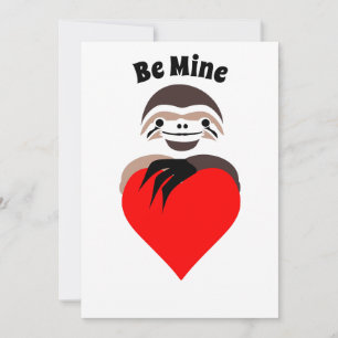 Lazy Sloth Hugging a Red Love Heart Feestdagenkaart