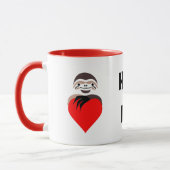Lazy Sloth Hugging a Red Love Heart Mok (Links)