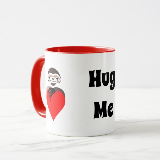 Lazy Sloth Hugging a Red Love Heart Mok (Voorkant links)