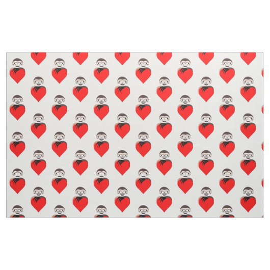 Lazy Sloth Hugging a Red Love Heart Stof (Fat Quarter)