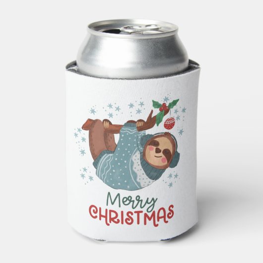 Lazy Sloth Kerstmis Blikjeskoeler (Blikje Voorkant)