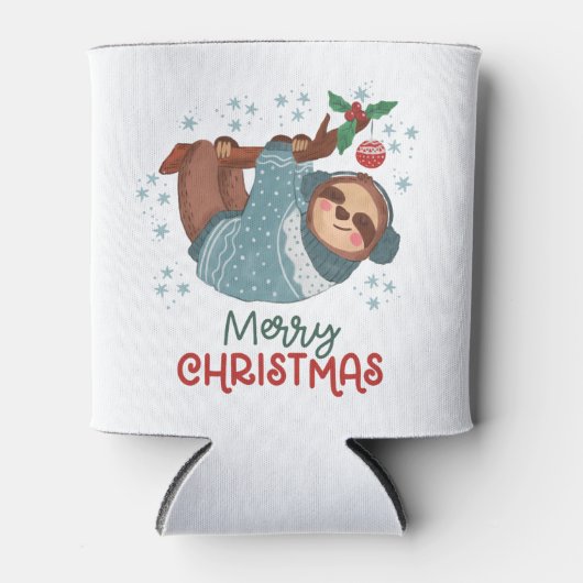 Lazy Sloth Kerstmis Blikjeskoeler (Voorkant)