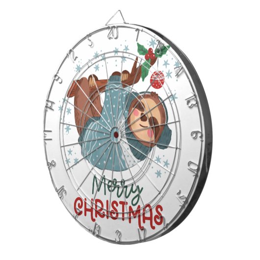 Lazy Sloth Kerstmis Dartbord (Voorkant Rechts)