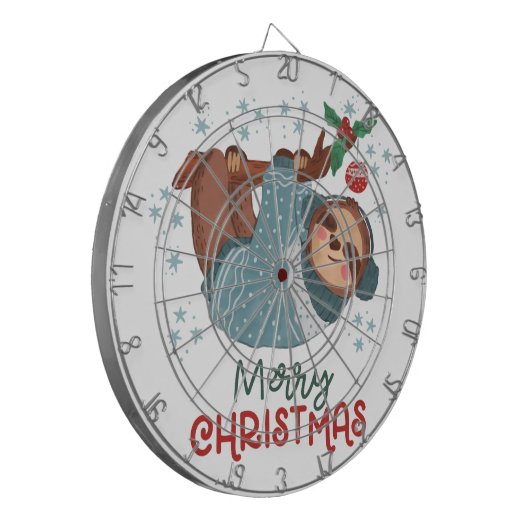 Lazy Sloth Kerstmis Dartbord (Voorkant Links)