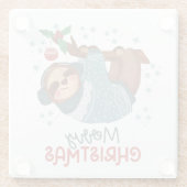 Lazy Sloth Kerstmis Glazen Onderzetter (Achterkant)