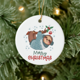 Lazy Sloth Kerstmis Keramisch Ornament