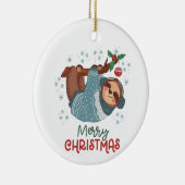 Lazy Sloth Kerstmis Keramisch Ornament (Rechts)