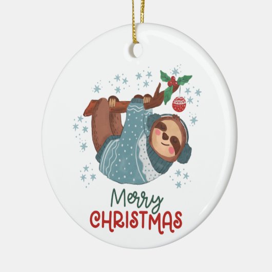 Lazy Sloth Kerstmis Keramisch Ornament (Links)