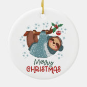 Lazy Sloth Kerstmis Keramisch Ornament (Achterkant)