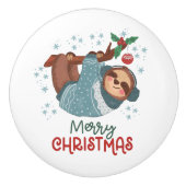 Lazy Sloth Kerstmis Keramische Knop (Voorkant)