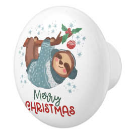 Lazy Sloth Kerstmis Keramische Knop