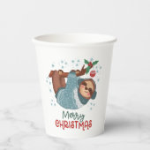 Lazy Sloth Kerstmis Papieren Bekers (Voorkant)